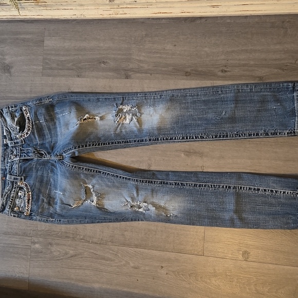 Miss Me Denim Jeans with Embellished Pockets Cuffed Straight - Picture 6 of 11